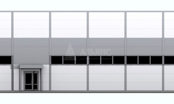 3D визуализация Производственное здание с АБК из сэндвич-панелей - фото 8
