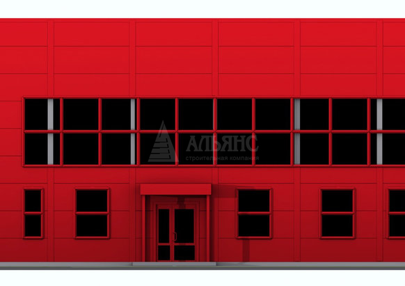 3D визуализация Производственное здание с АБК из сэндвич-панелей - фото 5